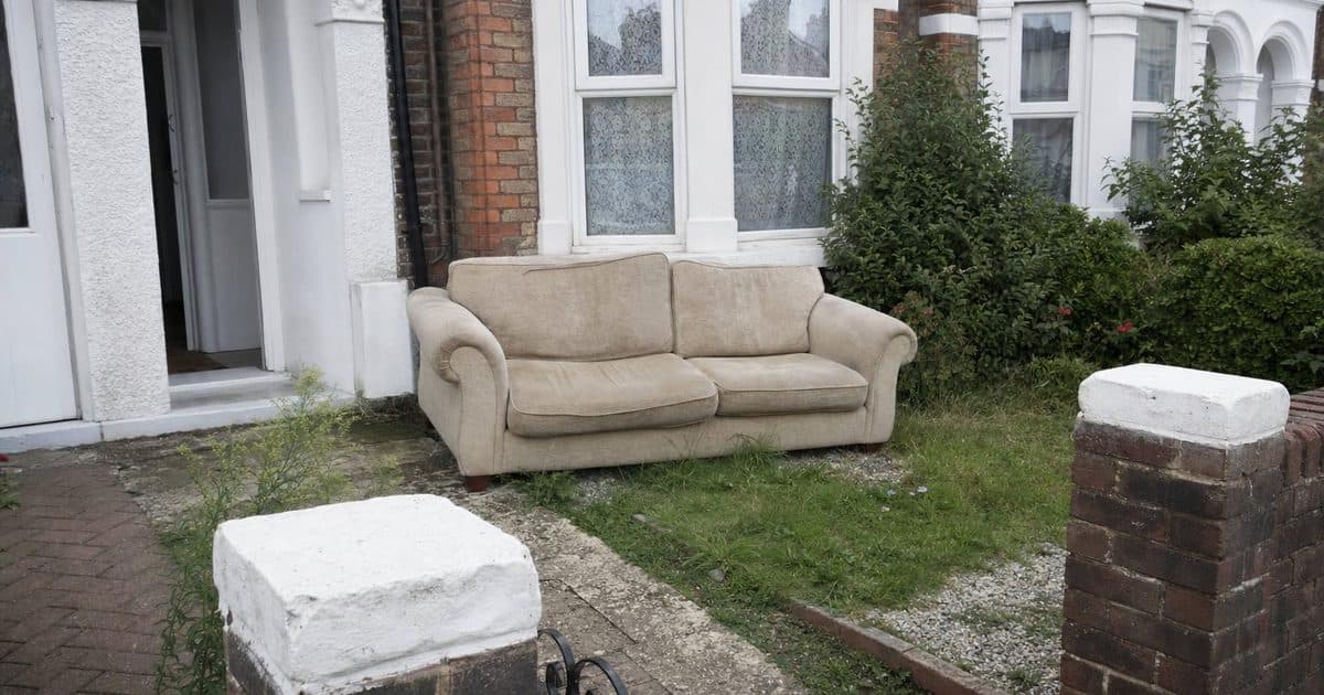 An old sofa waiting to be collected outside a home in Eastbourne