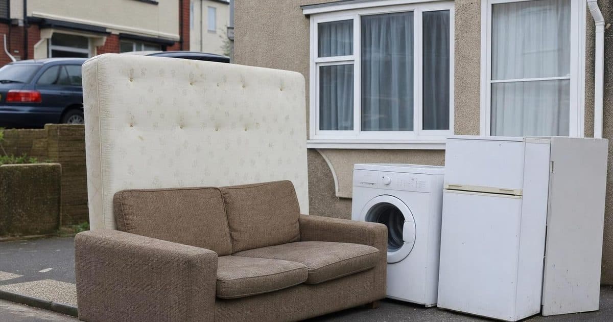 Bulky household items ready for collection outside a home in Eastbourne